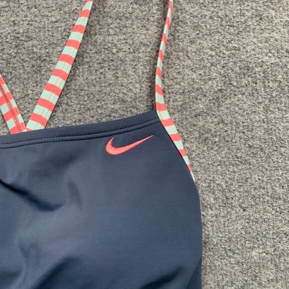Nike Swimsuit Womens M Medium Multi Striped Crossback One Piece Padded Swimwear - Picture 3 of 10
